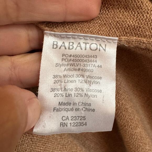 Aritzia Babaton Women's Sweater Camel Tan Wool Linen Blend Tunic Capsule - Picture 2 of 12